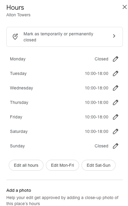 GBP Opening Hours - Third Party Edits