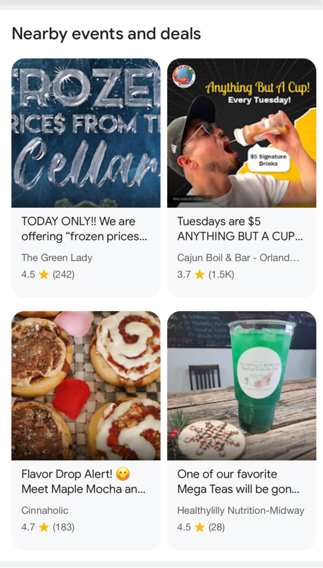 Google's 'Nearby events and deals'