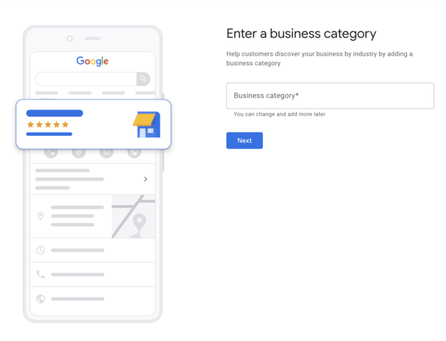 Enter a Business Category